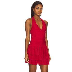 NIA Kathleen Mini Halter Dress in Salsa Red